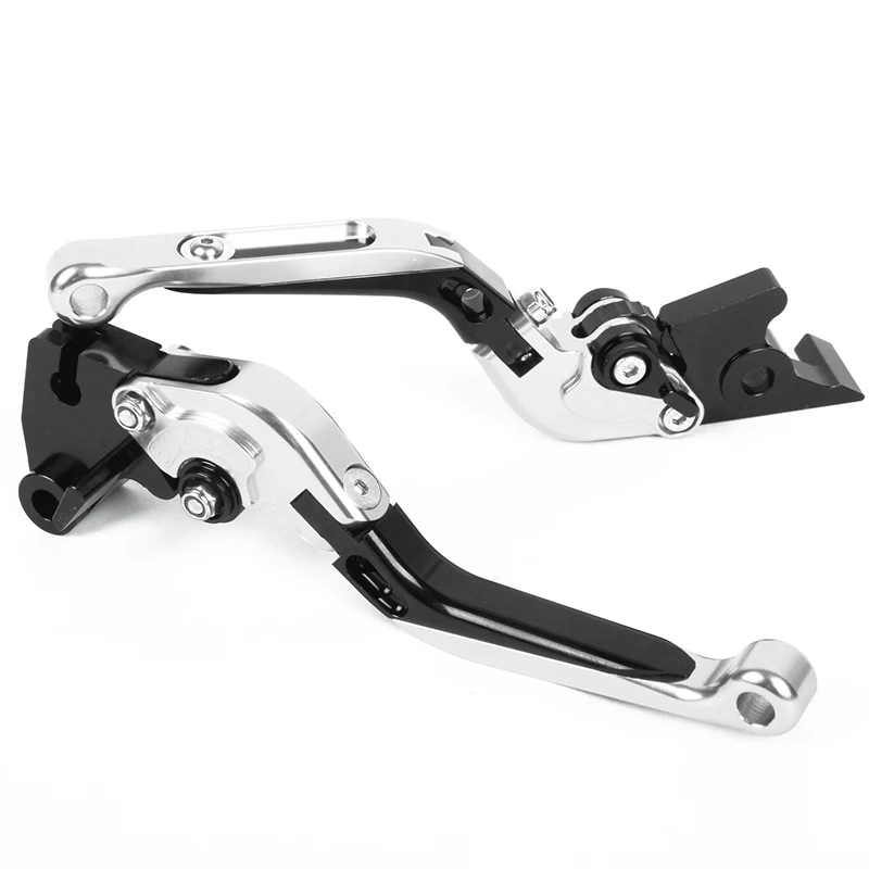 SMOK тормозные рычаги для Yamaha MT-01 2004-2009 VMAX 1700 2009- складные удлиняющие тормозные рычаги сцепления 8 цветов синий зеленый - Цвет: Серебристый