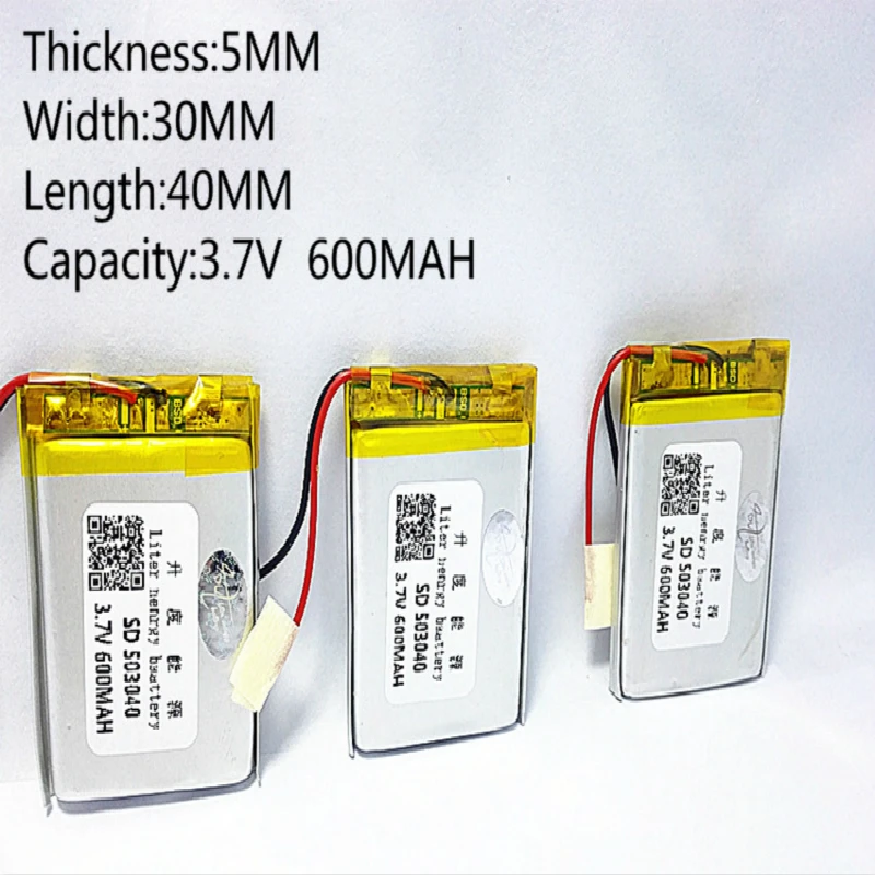 Liter energy battery 503040 3.7V 600mAh 053040 Lithium Polymer Li-Po li ion Rechargeable Battery For Mp3 MP4