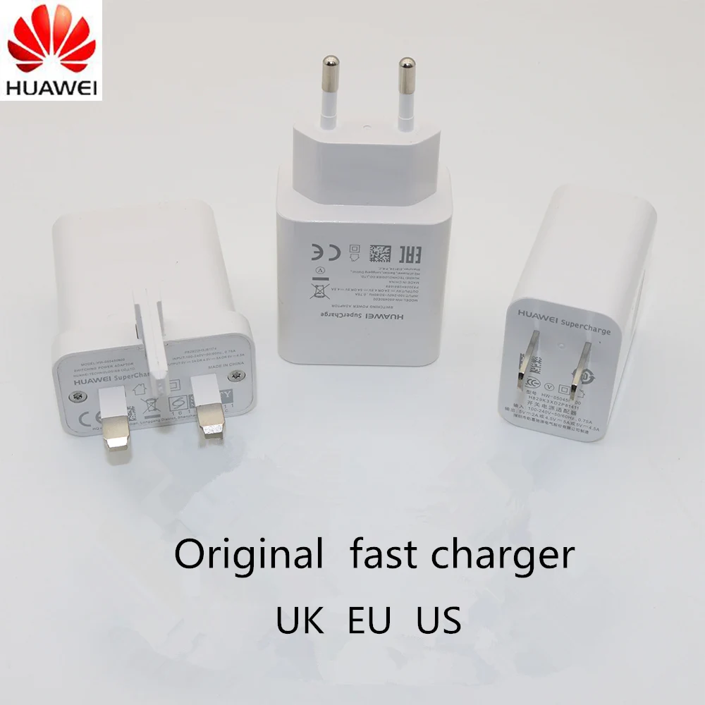 huawei USB супер быстрое зарядное устройство Supercharge адаптер 5 в 4.5A EU/US/UK зарядное устройство для mate 20 X mate 10/10Pro P30 P20