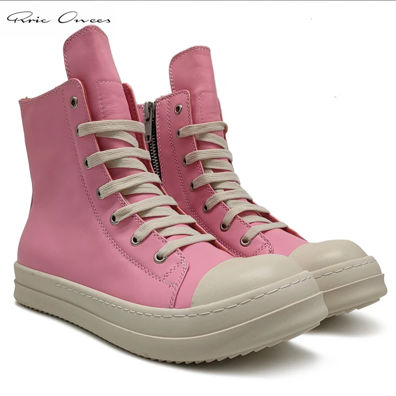 Rick Owens: Pink Leather High Sneakers