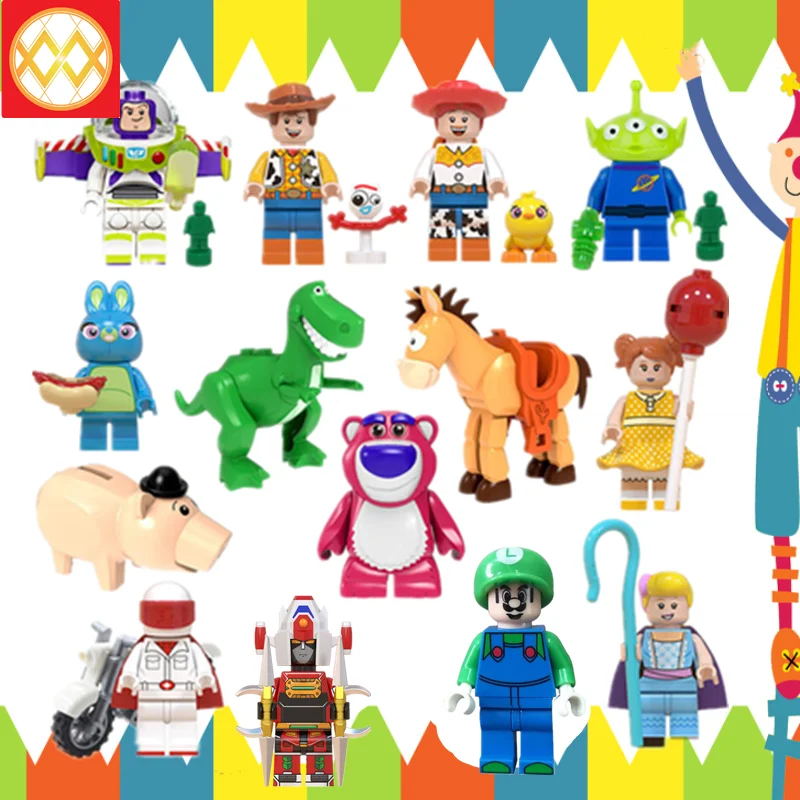 

20PCS/LOT Toy story Woody Jessie Duck Caboom Bo peep super Mario Leader Damios WM6069 Building blocks Toys for Children GIFT