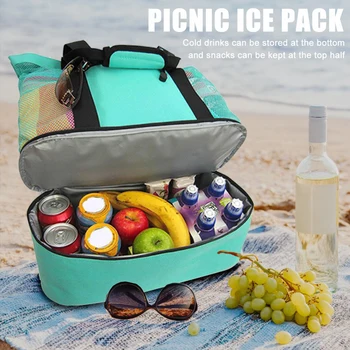 

Mesh Transparent Bag Double-layer Heat Preservation Picnic Beach Big Bag Large Capacity Shopping Bags Organizer Food Storage