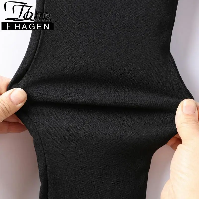 Осенние женские брюки эластичные карандаш черные хлопковые леггинсы верхняя