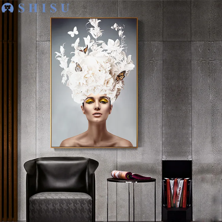 

Nordic Simple Unframe Beautiful Girls for Living Room Decorative Canvas Oil Painting Core Decor