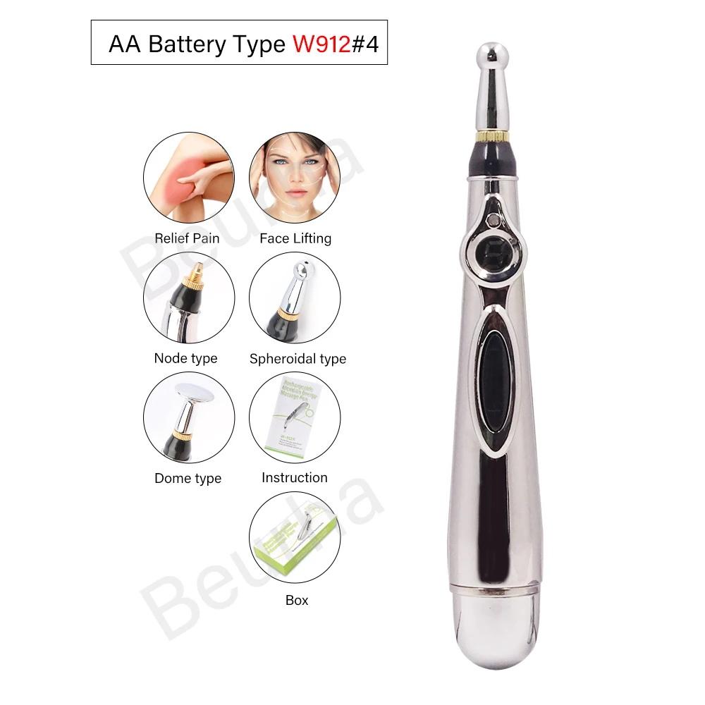 USB Rechargeable Meridian Energy Pen Electronic Acupuncture Pen Electric Meridians Laser Therapy Heal Massage Pen Relief Pain - Цвет: W912-4