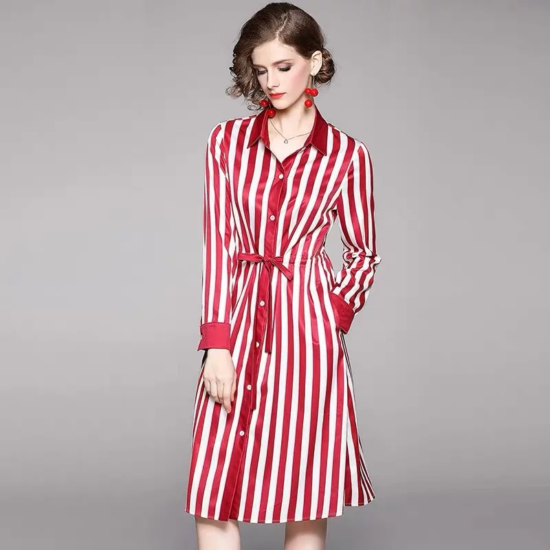 red striped shirt dress