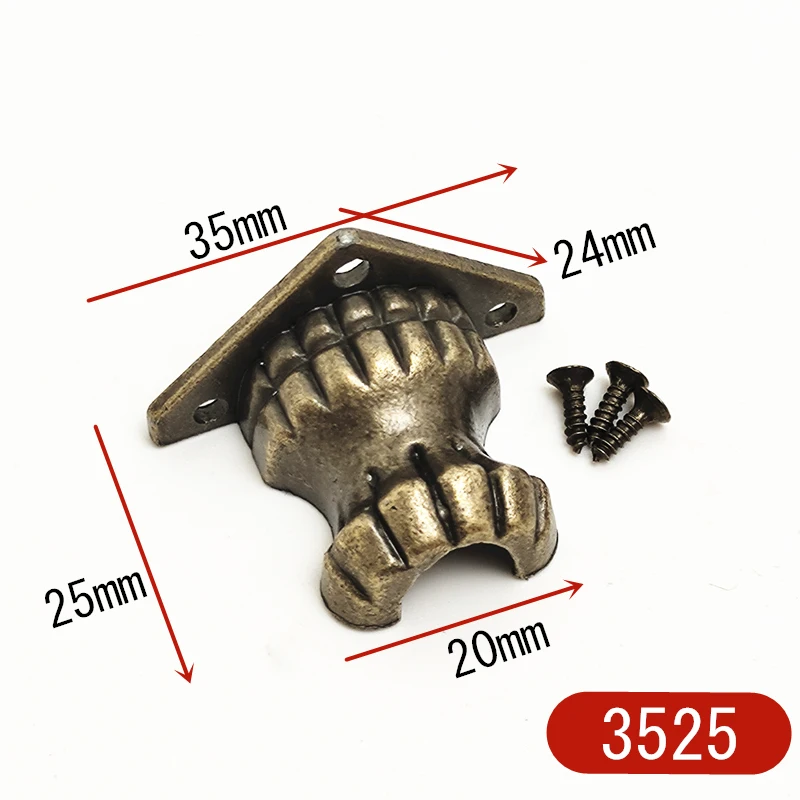 2/3/4pcs Antique Foot Brass Jewelry Bracket Cabinet Protector For Furniture Hardware Wood Box Decorative Feet Leg Corner