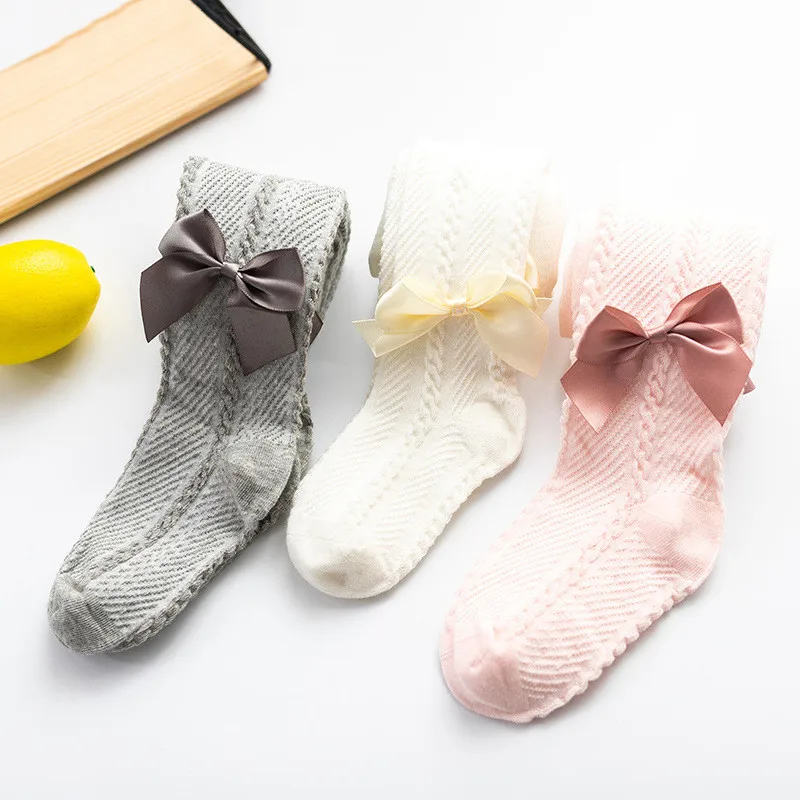 YWHUANSEN 0-10 Yrs Children Spring Autumn Winter Bowknot Tights Cotton Baby Girls Pantyhose Kids Infant Knitted Collant Tights ballet tights,children tights