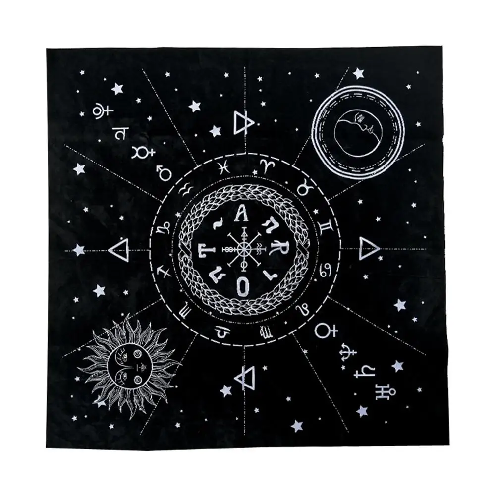 50x50CMTarot специальная скатерть 12 созвездий Астрология Таро гадания карты скатерть для энтузиастов Таро