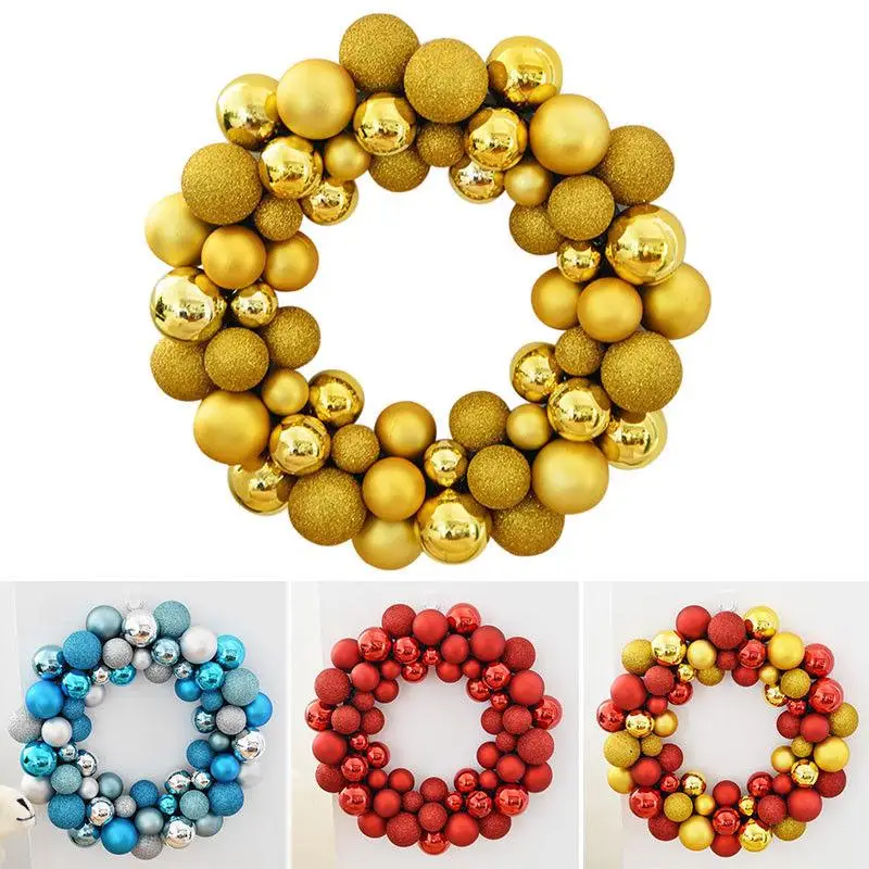 

5 Colors Christmas Wreath Ball Ornaments Xmas Party Shatterproof Front Door Window Hanging Pendant Christmas Decor Supplies A35