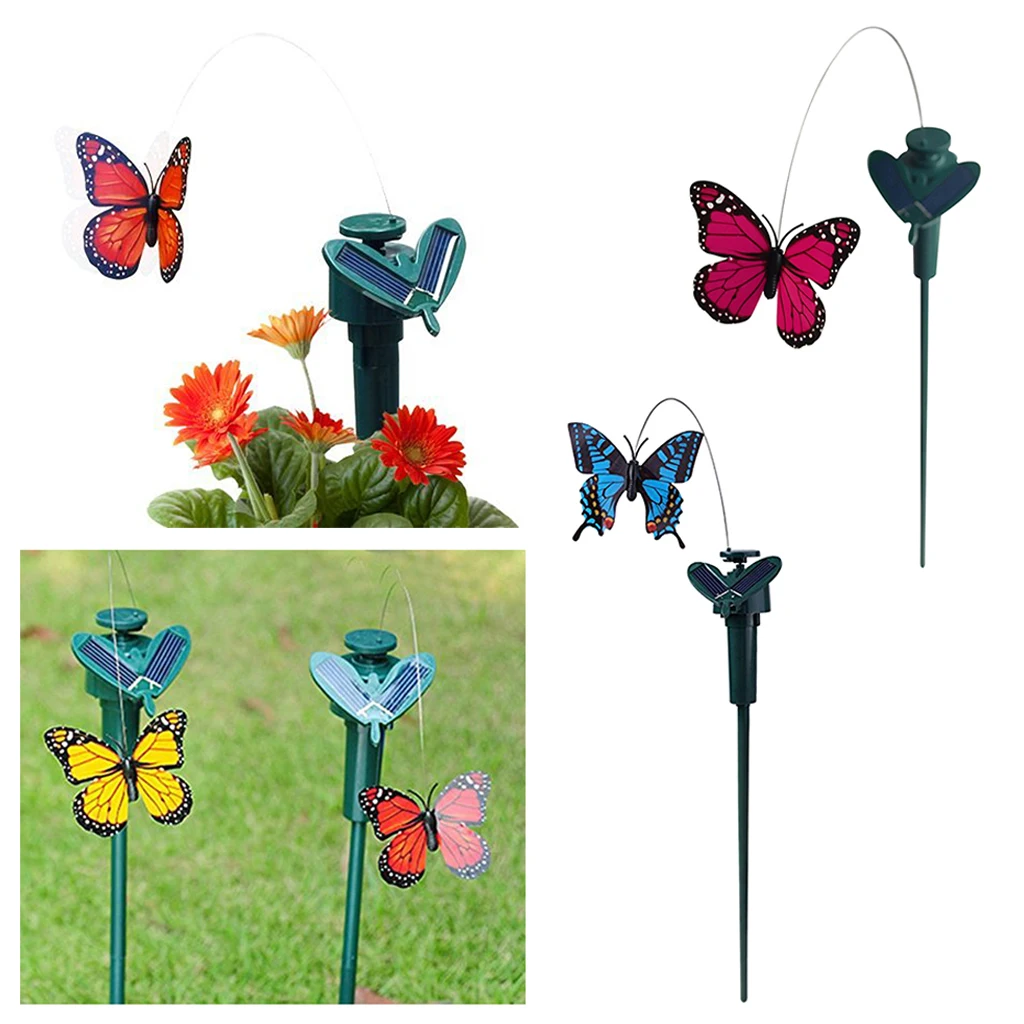 3pcs/set Solar Fluttering Butterfly Bird Yard Garden Stakes Solar or Battery Powered
