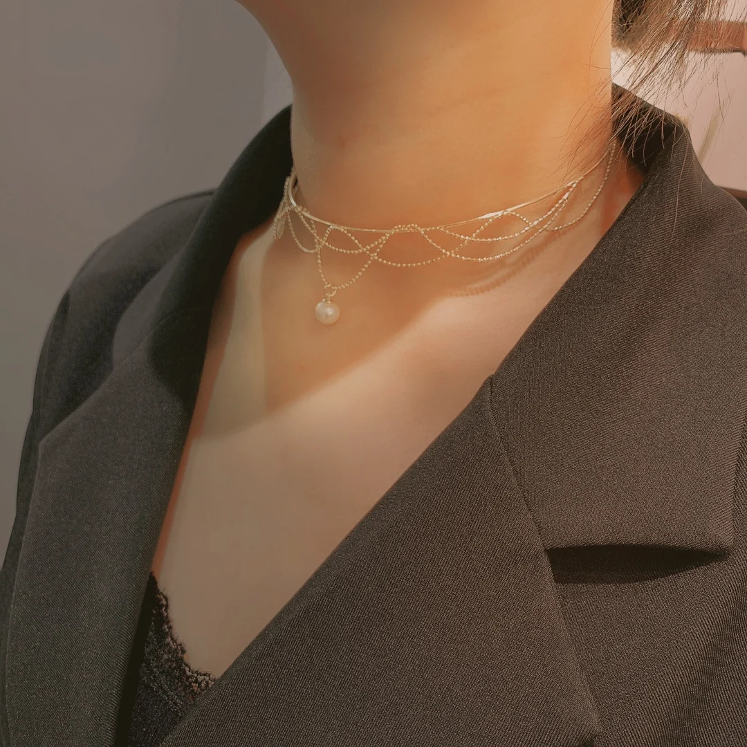 DAIMI натуральное пресноводное жемчужкольное изделие под шею 14K позолоченное для