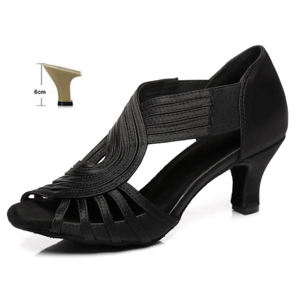 Обувь для латинских танцев для женщин и девушек, Женская Обувь для бальных танцев, Танго, сальсы, танцевальная обувь, профессиональная новинка, высокий каблук,, горячая распродажа - Цвет: Black   6cm