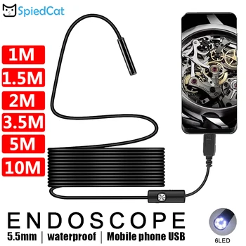 

SPIED CAT 1/1.5/2/3.5/5/10M soft Cable 5.5mm Mini Lens Endoscope Snake Pipe Inspection Android USB Camera For Android Phone PC