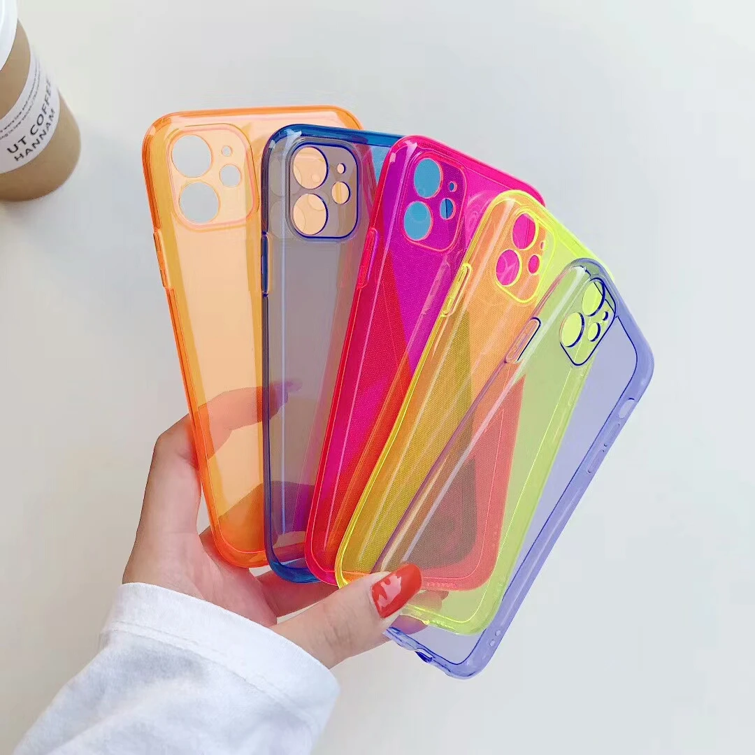 Флуоресцентный Прозрачный мягкий силиконовый чехол для телефона iPhone X XR XS Max 6 6S 7 8