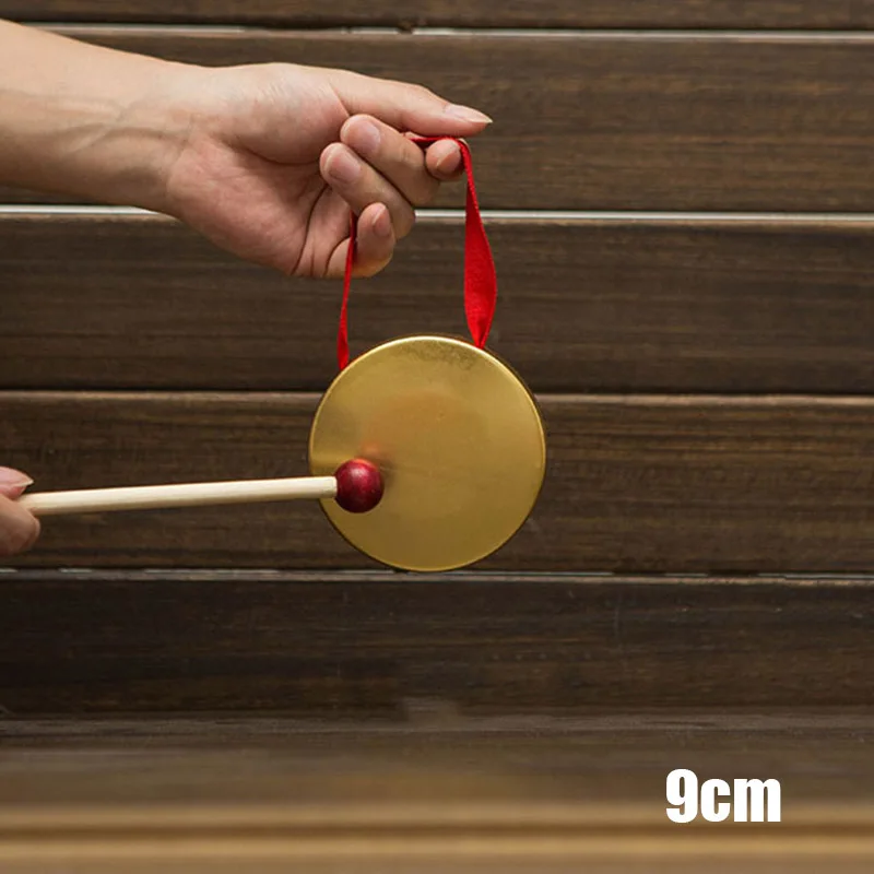 Hand Gong with Wooden Stick Traditional Chinese Folk Musical Instrument Toy for Kids Brass Copper Chapel Opera Percussion chinese gong instrument