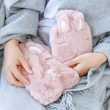 Winter Warm Heat Reusable Hand Warmer PVC Stress Pain Relief Therapy Hot Water Bottle Bag with Knitted Cover