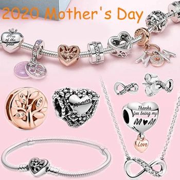 

2020 Mother's Day New 1: 1 Fit Original Charm Bracelet Necklace Earrings Beaded Pendant