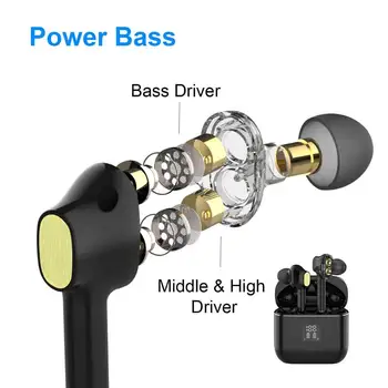 

Dual Dynamic Drivers Bluetooth 5.0 Waterproof Earphones TWS Fingerprint Touch Headset HiFI Earbuds Wireless Sport