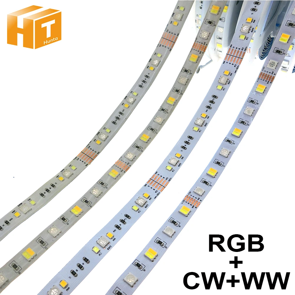 RGBCCT Светодиодная лента 5050 12 В/24 В 5 цветов в 1 чипах RGB + WW CW 60 светодиодов/m м/лот RGBW