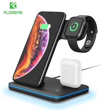 

3 IN 1 Desk Qi Wireless Charger 10W Fast Charging For Samsung Huawei iPhone 11 XR Quick Charger For Apple Watch Airpods Airdots