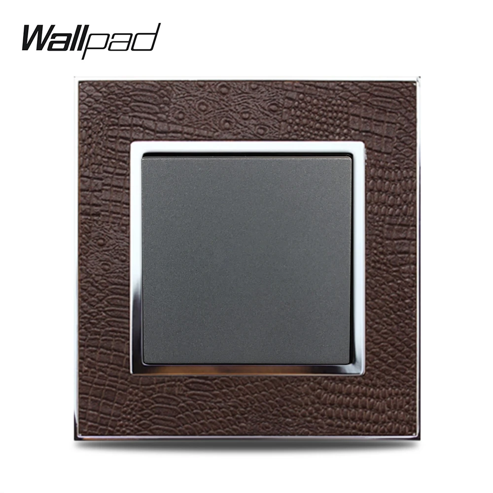 Горячая 1 банда 2 Way Wallpad роскошная кожаная панель Серебряная Золотая рамка переключатель света Настенные переключатели 16A AC 110~ 250V