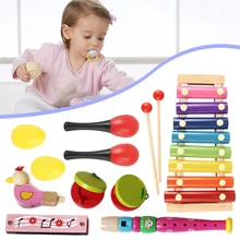 Instruments de musique pour tout petit avec sac de transport, ensemble de jouets à Percussion musicale, avec bande de rythme Xylophone, Tambourin, cadeau 