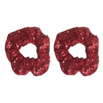 

2PCS Christmas Sequins Hair Rope Colored Fluorescent Elastic Washing Hair Band
