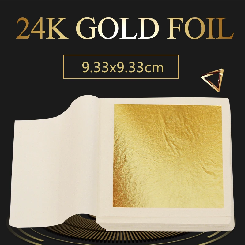 100Sheets933X933cm24KEdibleRealGoldLeafFoilSheetsMadeof
