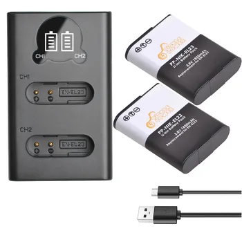 

EN-EL23 EN EL23 ENEL23 Battery & LED Dual USB Charger Compatible with Nikon Coolpix P600 P610 B700 P900 S810c P900 P900s Camera
