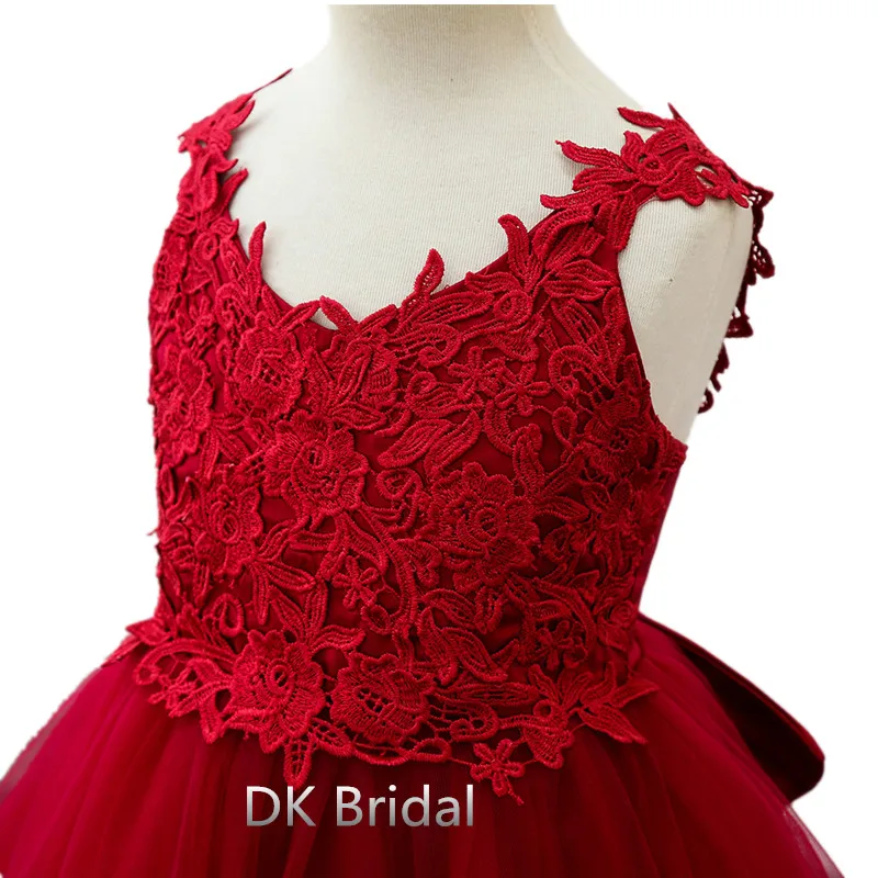 Новинка 2019 года, платье на бретельках для девочек, Бордовое платье с цветочным узором для мальчиков, высококачественное свадебное платье