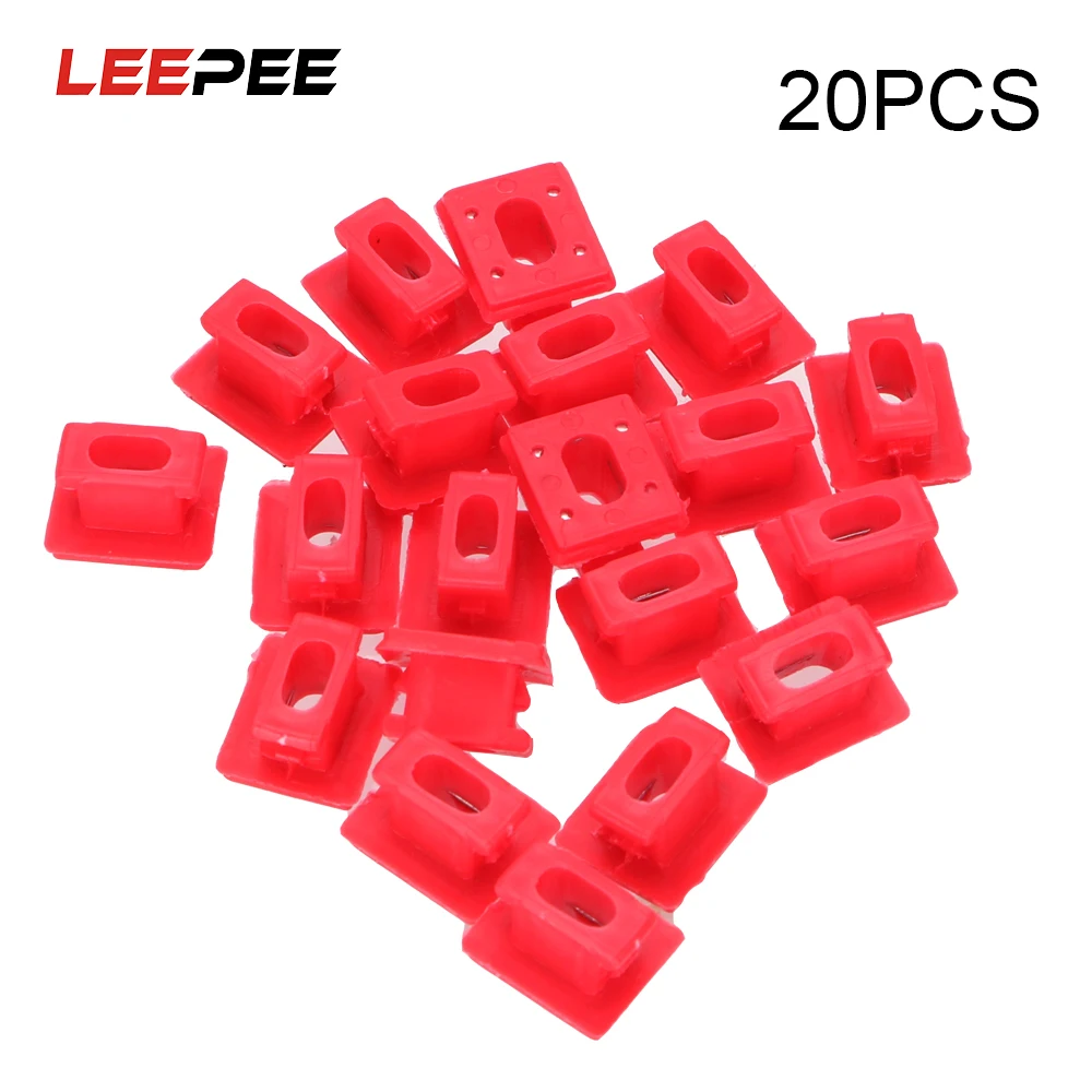 

LEEPEE 20pcs Car Fasten Clips Dashboard Dash Trim Strip Clips Panel Fixing Buckles Red Insert Grommets For BMW E46/E65/E66/E83N