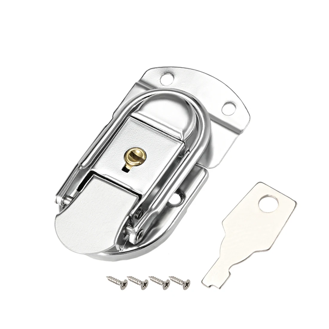 

uxcell 1/2/4pcs Small Size Suitcase Hasp 67mm x 34mm Metal Catch Latch with Keys and Screws Sliver Tone Lockable