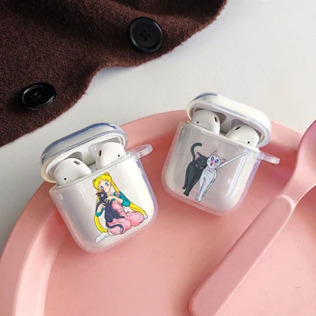 

Cartoon Anime Japan Sailor Moon Luna cat Case for Airpods 2 1 Earphone Cover for Airpods Soft TPU Clear Earphone Cover Coque