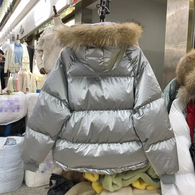 Зимний натуральный мех воротник с капюшоном парка для женщин корейский короткий яркий лицо вниз хлопок-мягкий женский джокер студенческое теплое пальто