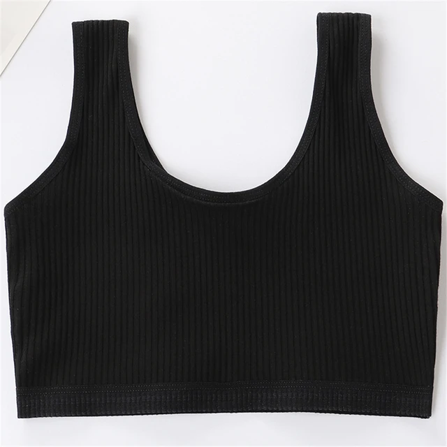 Soft Cotton Children Girls Underwear Kids Girl Solid Color Vest Bra Tank Top Crop Tops for Girl 9-16Years Black