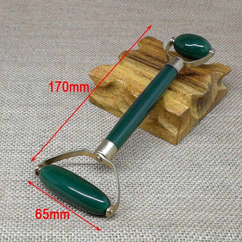 12 шт./лот средства ухода за кожей и ролик для массажа лица здоровья Красота инструмент натуральный агат, 4 стиля - Цвет: 12pcs green double
