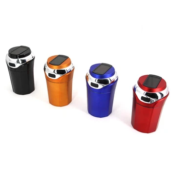 

Auto Ashtray Rechargeable Solar Energy LED Car Ashtray Removable Cigarette Lighter Ashtray For Car Cup Holder Car Accessories