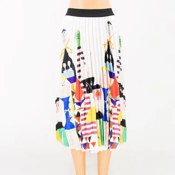 

2019 Summer Spring Women Skirt Female Black Elastic Waist Pleated Skirt Beach A-Line Plus Size strawberry dress plaid skirt