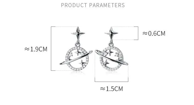 1PAIR Authentic Real 925 Sterling Silver fine Jewelry crystals STAR dangle Earrings Gtle2900