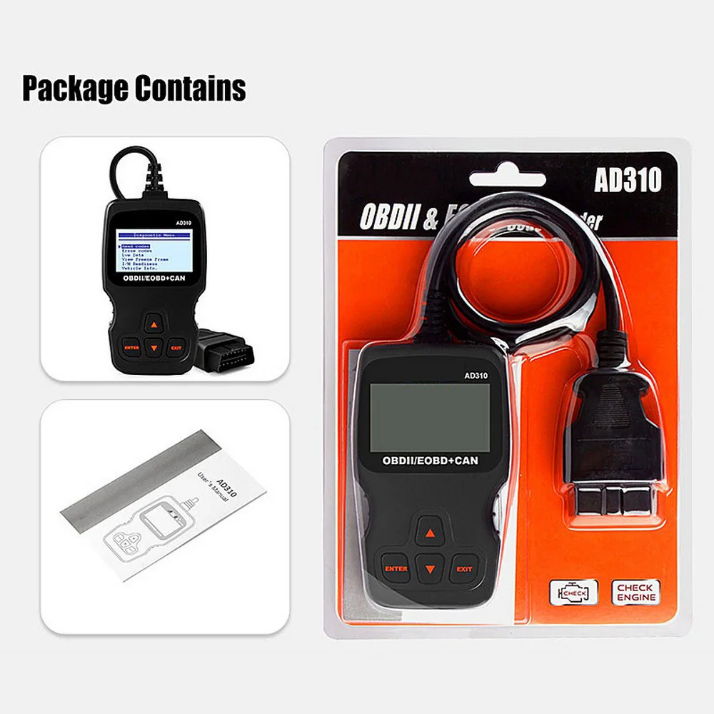 Для Ancel AD310 EOBD OBD2 сканер диагностический инструмент 611677788797 Поддержка многоязычного автомобиля проверка двигателя код ошибки считыватель