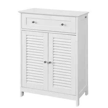 

SoBuy® FRG238-W, White Free Standing Double Shutter Door Bathroom Storage Cabinet Cupboard
