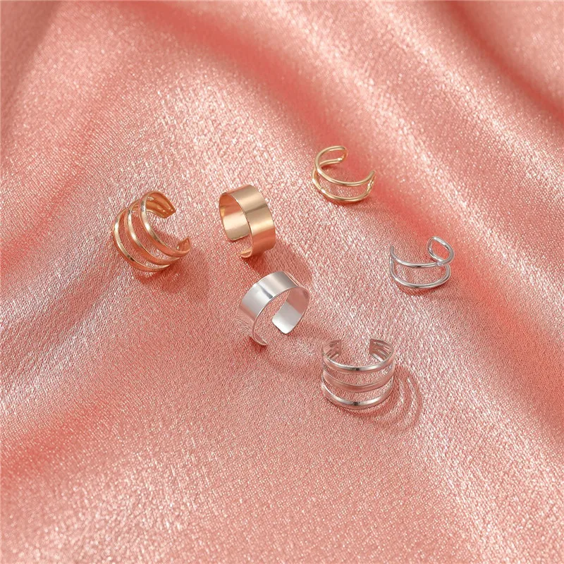 Ear Clip Earrings Fashion Simple Cross Clip Earrings For Women Girls Cute Gold Silver Color Punk Ear Cuff Clip Without Piercing 3pcs
