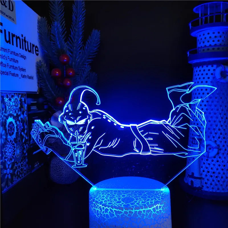 Anime Dragon Ball Z LED Night Light Funny Evil Majin Buu LED Lampara Children Kids Manga Birthday Gifts 3D Tabe Lamp Luminaria