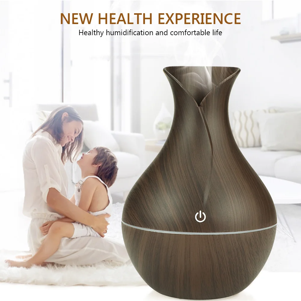 

USB Essential Oil Diffuser Cool Wood Essential Aroma Aromatherapy Grain Air Humidifier 7LED Ultrasonic Mini Mist Maker LED Light