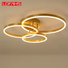 LOFAHS современная люстра освещение золотое/коричневое кольцо Блеск Светодиодная лампа для гостиной спальни Светодиодная потолочная люстра освещение