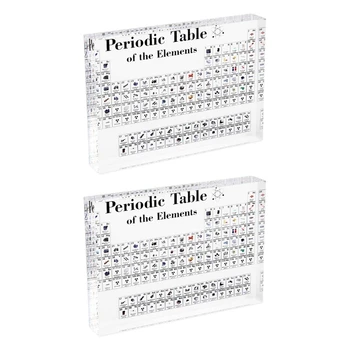 

2PCS Acrylic Periodic Table Display with s Chemical Periodic Table Crystal Clear Desktop Display for Student Gift