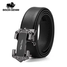 Мужской ремень BISON DENIM из натуральной кожи с автоматической пряжкой из сплава, роскошный мягкий ремень из коровьей кожи, дизайнерский поясной мужской ремень N71501 Мужской ремень BISON DENIM из натуральной кожи с автоматической пряжкой из сплава, роскошный мягкий ремень из коровьей кожи, дизайнерский поясной мужской ремень N71501