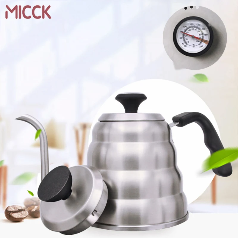 

MICCK Creative Stainless Steel Long Narrow Gooseneck Pot Coffee Marble Pattern Coffee Kettle Hand Drip Pot Teapot Barista Tools