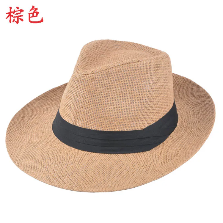 H7540 Summer Sun Hat Men Outdoor Beach Sunscreen Sunshade Cap Dad Climbing Fishing Breathable Sun Protection Casual Straw Hats